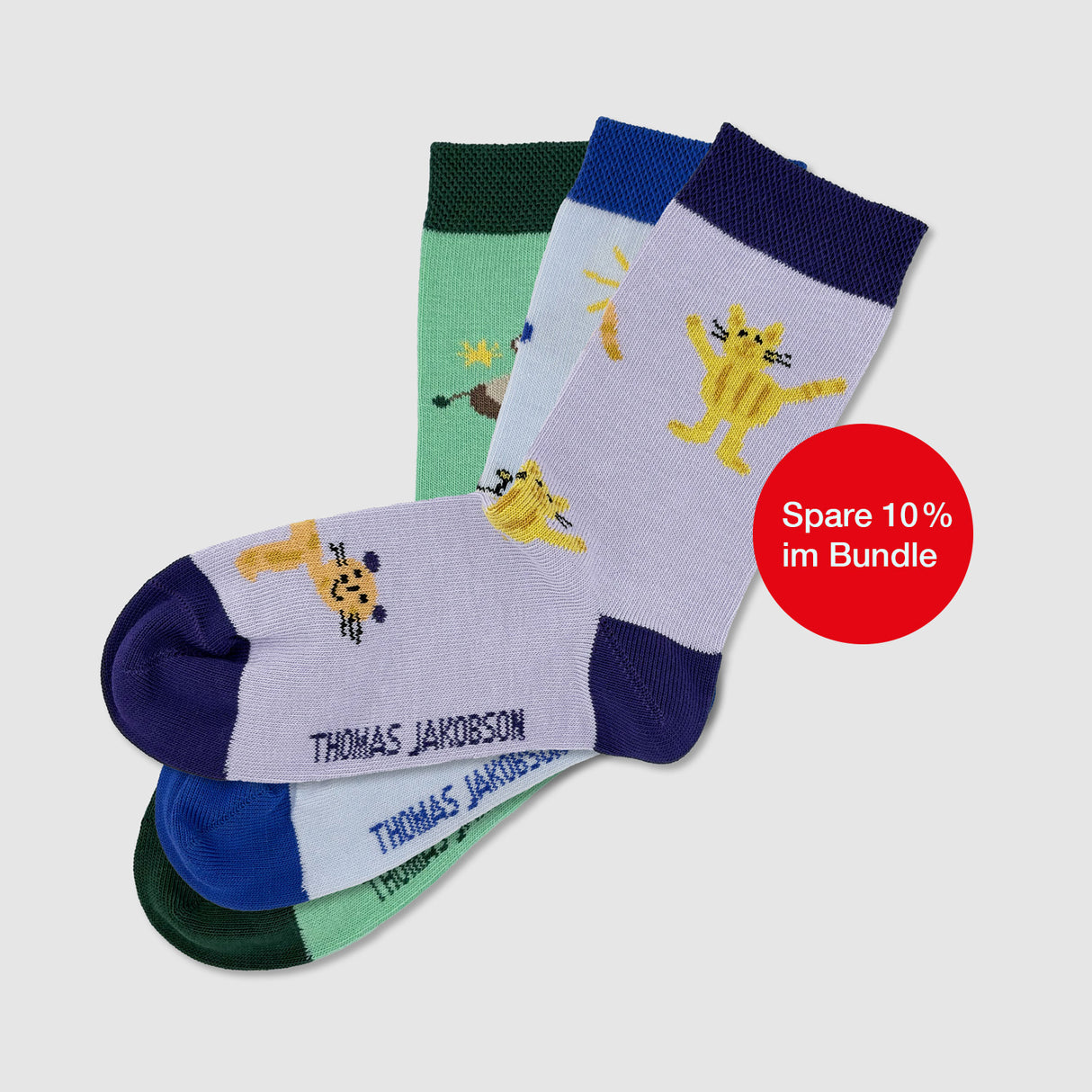 Kindersocken 3er Set – Kühe, Frühling & Raubtiere